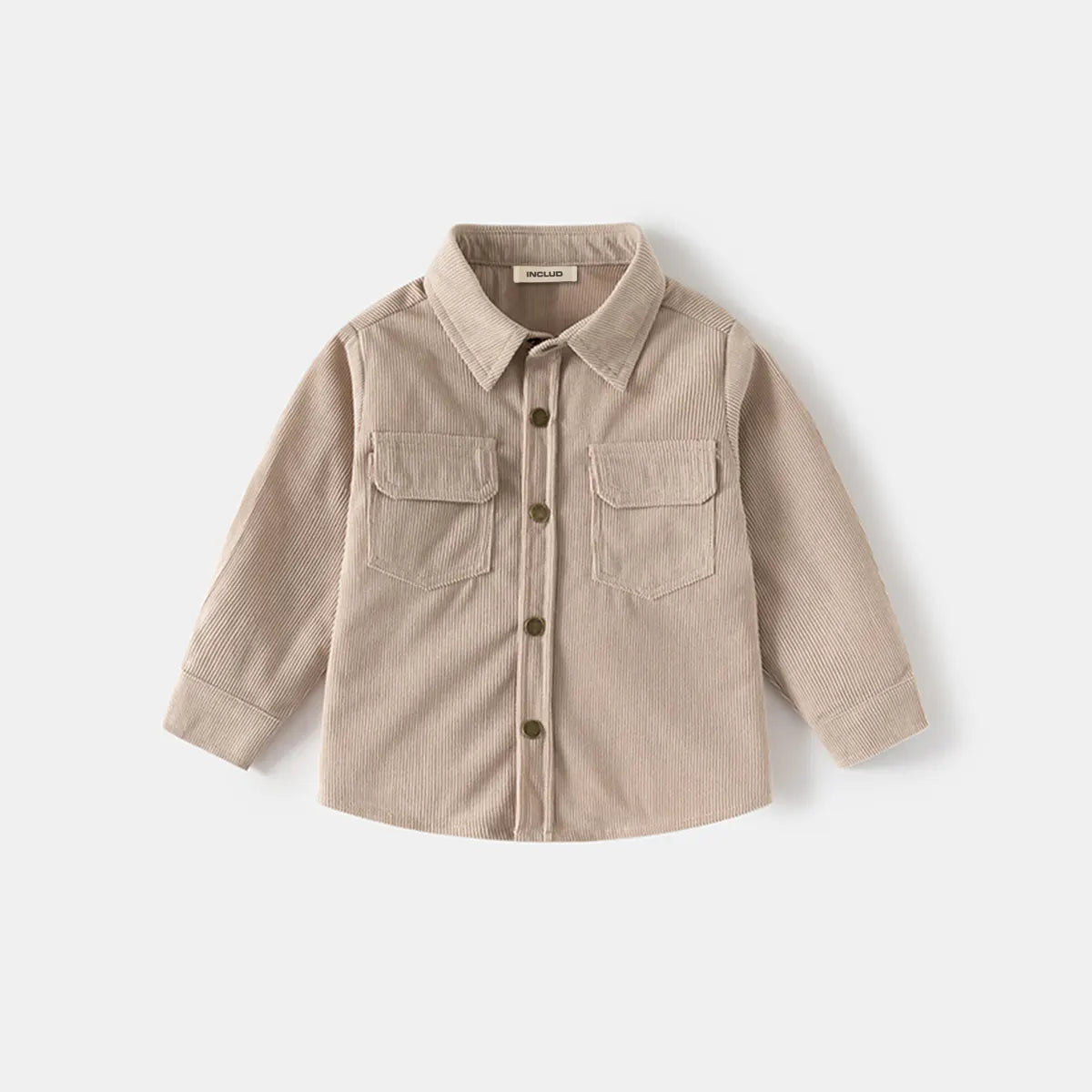Boys Beige Corduroy Long Sleeves Shirts Shirts