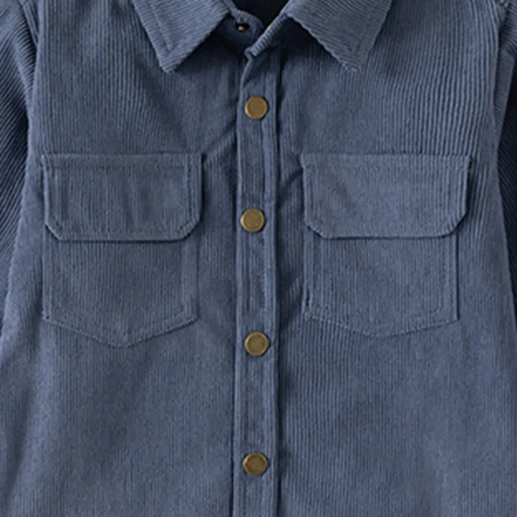 Boys Blue Corduroy Long Sleeves Shirts Shirts