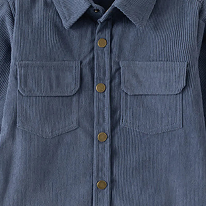Boys Blue Corduroy Long Sleeves Shirts Shirts