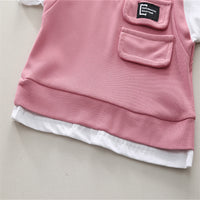 Boys Pink V-Neck Short Sleeve T-Shirt With Elasticated Shorts Set Sets