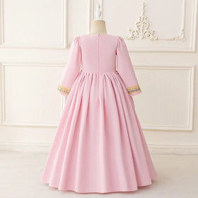 Girls Pink Embellished Fit & Flare Dress With Long Sleeves Casual Dresses