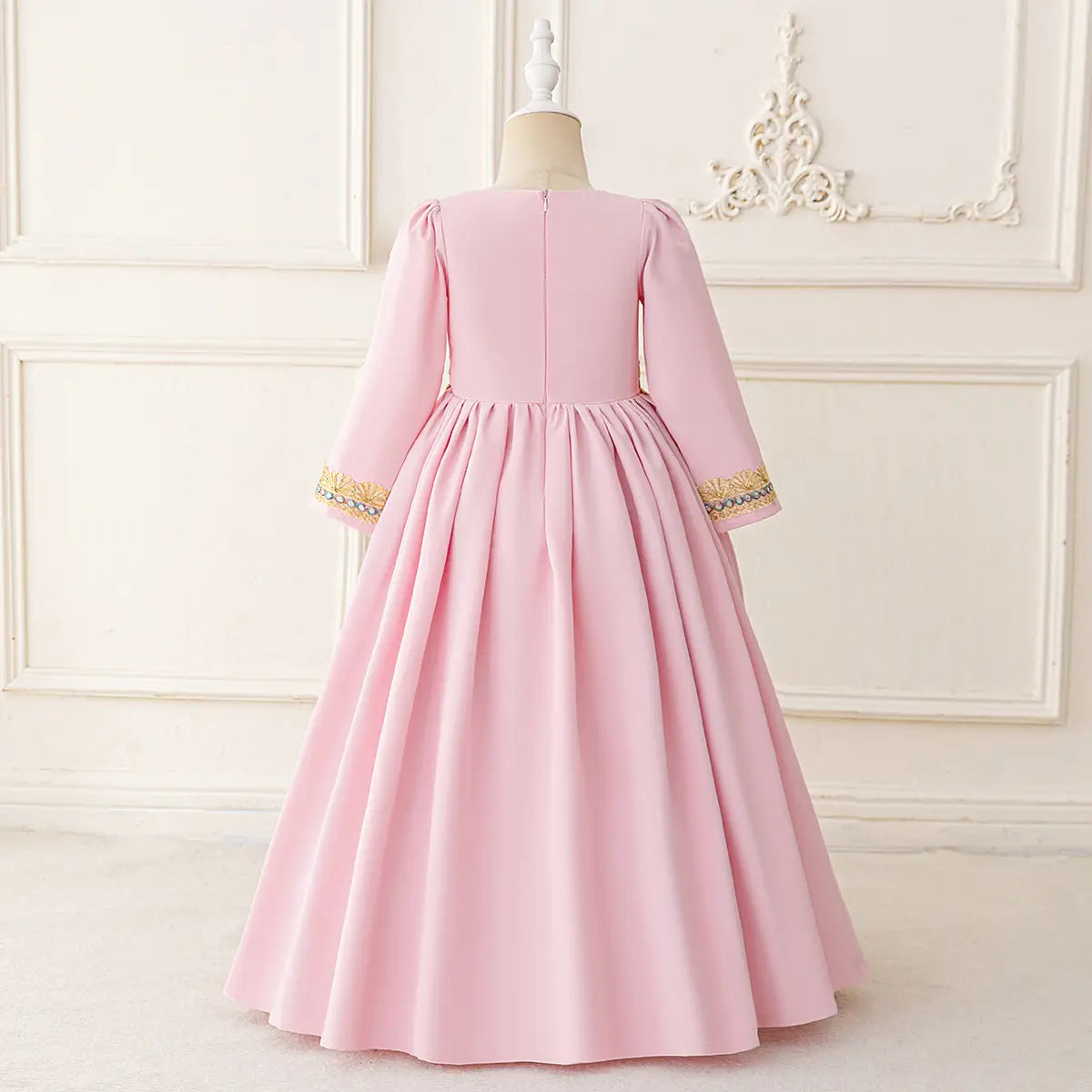 Girls Pink Embellished Fit & Flare Dress With Long Sleeves Casual Dresses