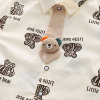 Boys Off White Bear Printed Short Sleeve Shirt With Elasticated Shorts Set Sets