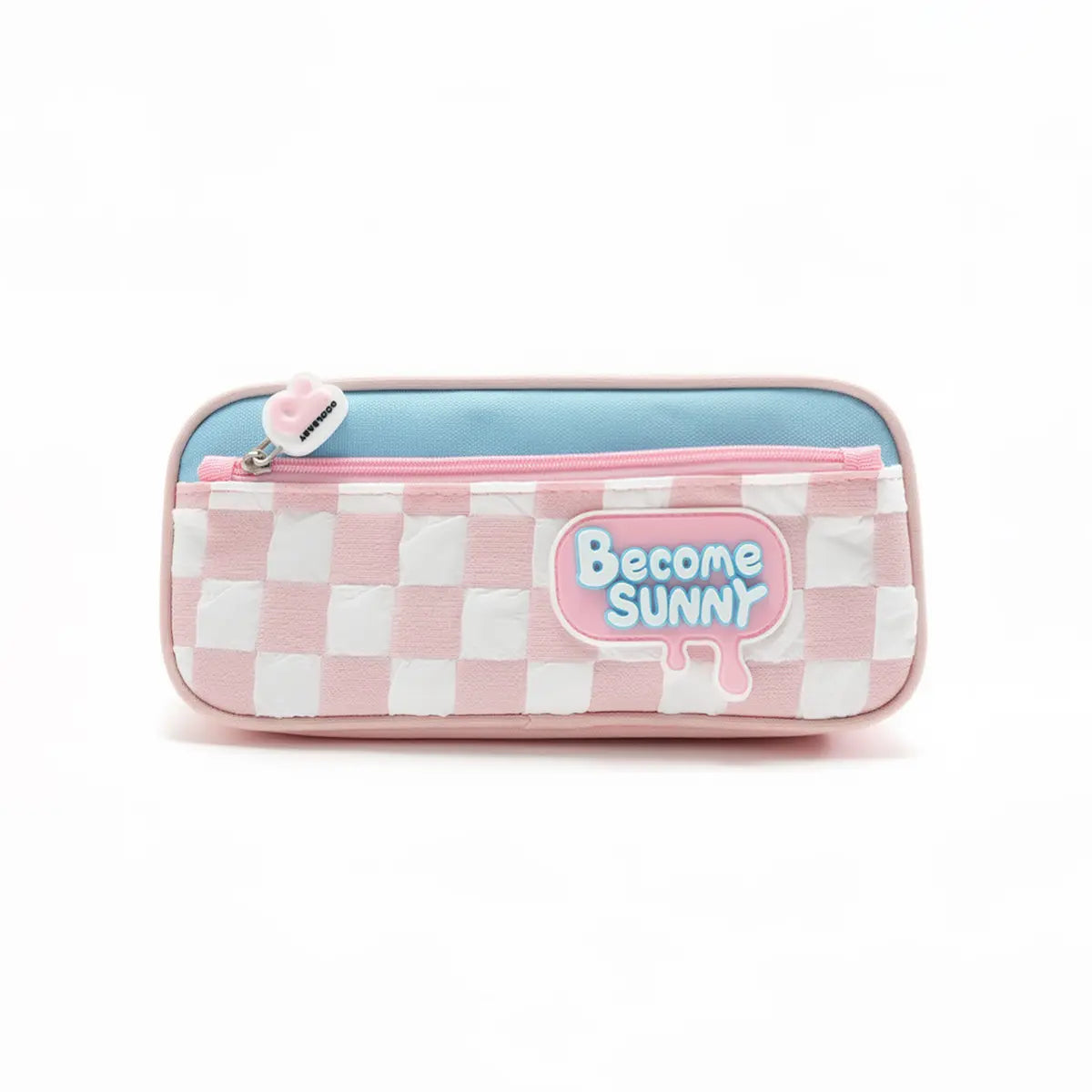 Aesthetic Become Sunny Pencil Pouch -Cute Checked School Stationery Organizer Trending Accessories Pink Onesize