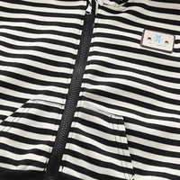 Boys Black Stripes Hooded Zipper Jacket With Denim Jogger Sets Sets