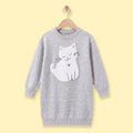 Girls Grey Cat Applique Knitted Sweater Dress Casual Dresses Grey 3-4 Y