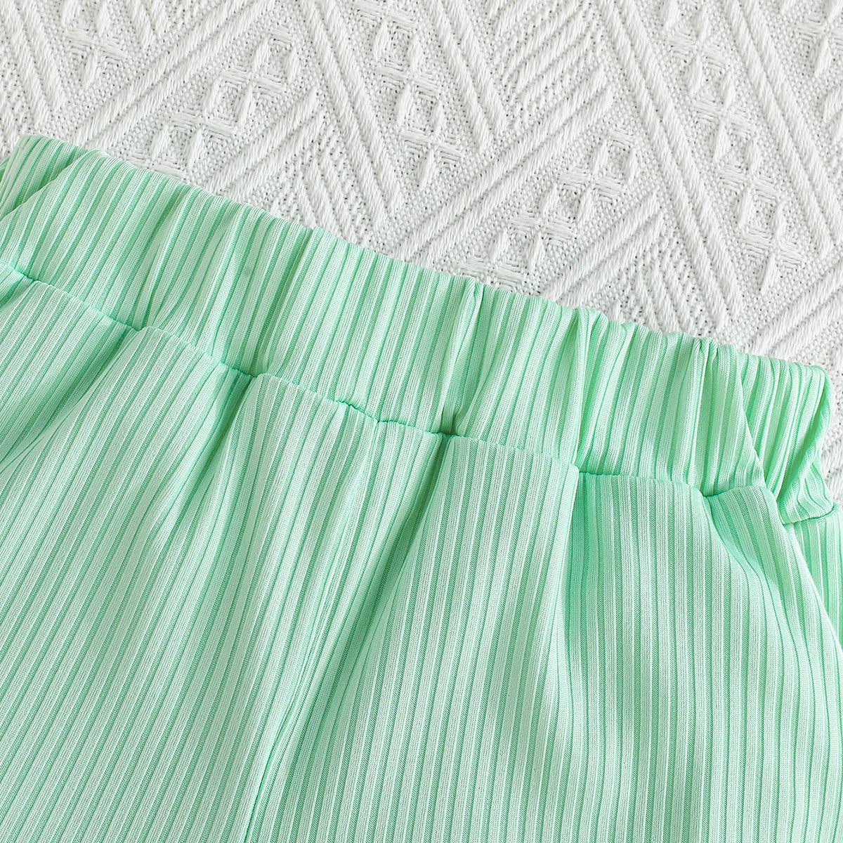 Girls Sea Green Typographic Printed Camisole Top With Tulle Top And Shorts Set 3 pc. Sets