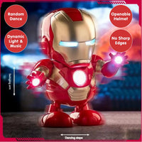 Kids Red Dancing Iron Man Robot Toy with LED Lights & Music Trending Accessories