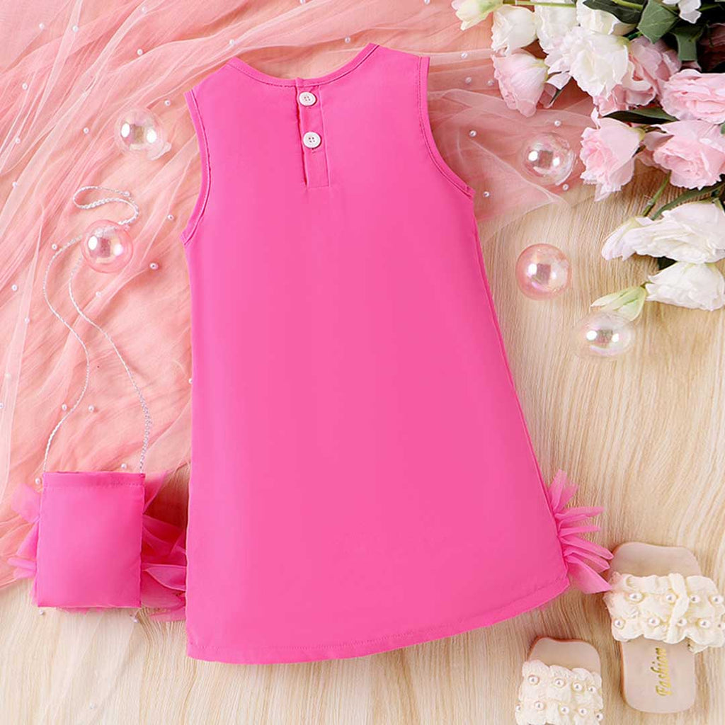 Girls Sleeveless A-line Casual Dress With Sling Bag Casual Dresses   