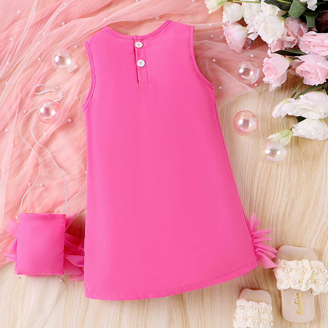 Girls Sleeveless A-line Casual Dress With Sling Bag Casual Dresses   