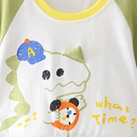Boys Green Dinosaur Cartoon Print T-Shirt With Shorts Set Sets
