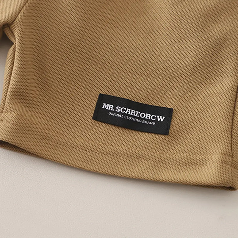 Boys Brown Colourblocked Polo T-Shirt With Shorts Sets Sets