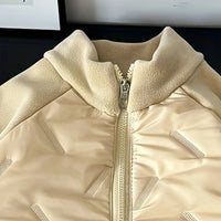 Girls Yellow Raglan Sleeves Zip-up Jacket Coats & Jackets