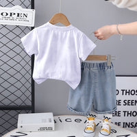 Boys Short Sleeve Printed T-Shirt With Blue Denim Shorts Set 2 pc. Sets