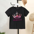 Girls Black Crown Graphic Short Sleeve T-Shirt Tshirts Black 1-2 Y