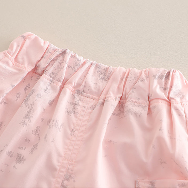 Boys Light Pink Tie & Dye Printed Shirt With Inner Tee And Cargo Shorts Set 3 pc. Sets