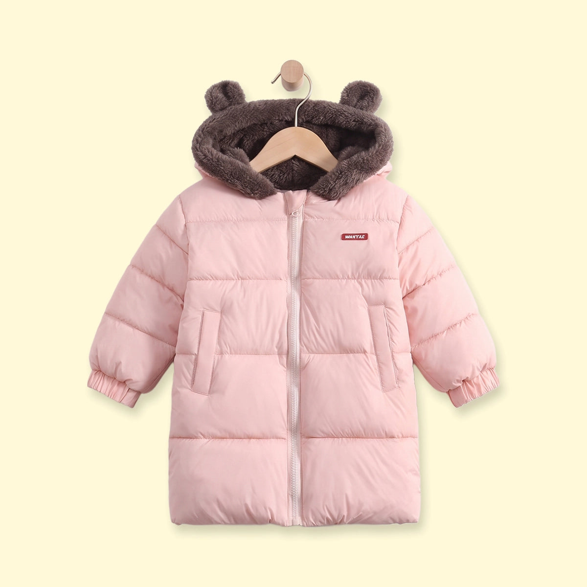 Girls Light Pink Fleece Lined Hooded Puffer Jacket Coats & Jackets Light Pink 1-2 Y
