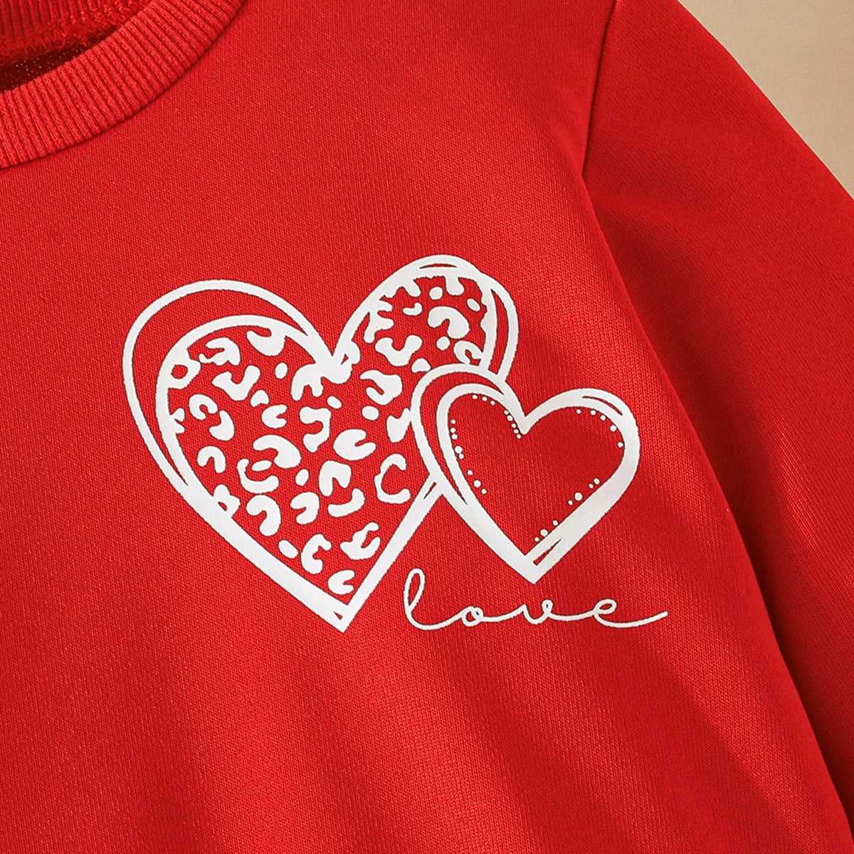 Girls Red Heart Printed Tulle Skirt Sweatshirt dress Casual Dresses