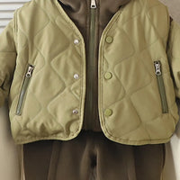 Boys Green Self-Design Sleeveless Jacket With Sweatshirt & Pants Sets 3 pc. Sets