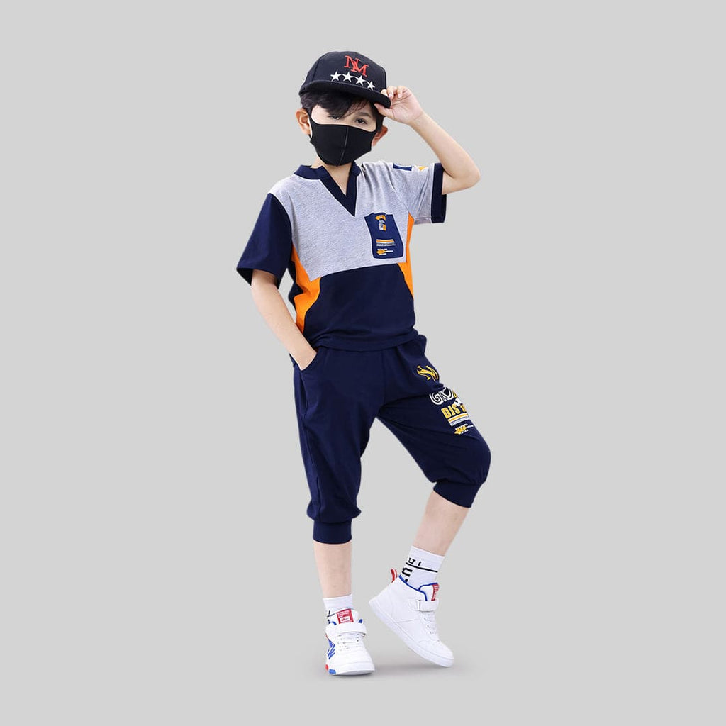 Boys Vneck Short Sleeve T-Shirt With 3/4 Length Pants 2 pc. Sets   