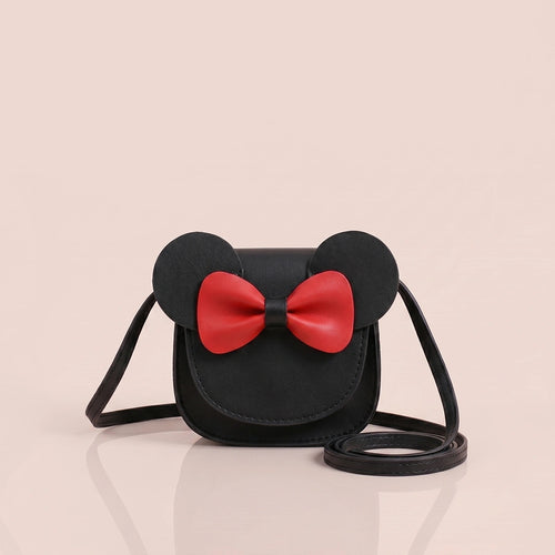 Girls Black Cartoon Mouse Bow Sling Bag Sling Bags Black Onesize