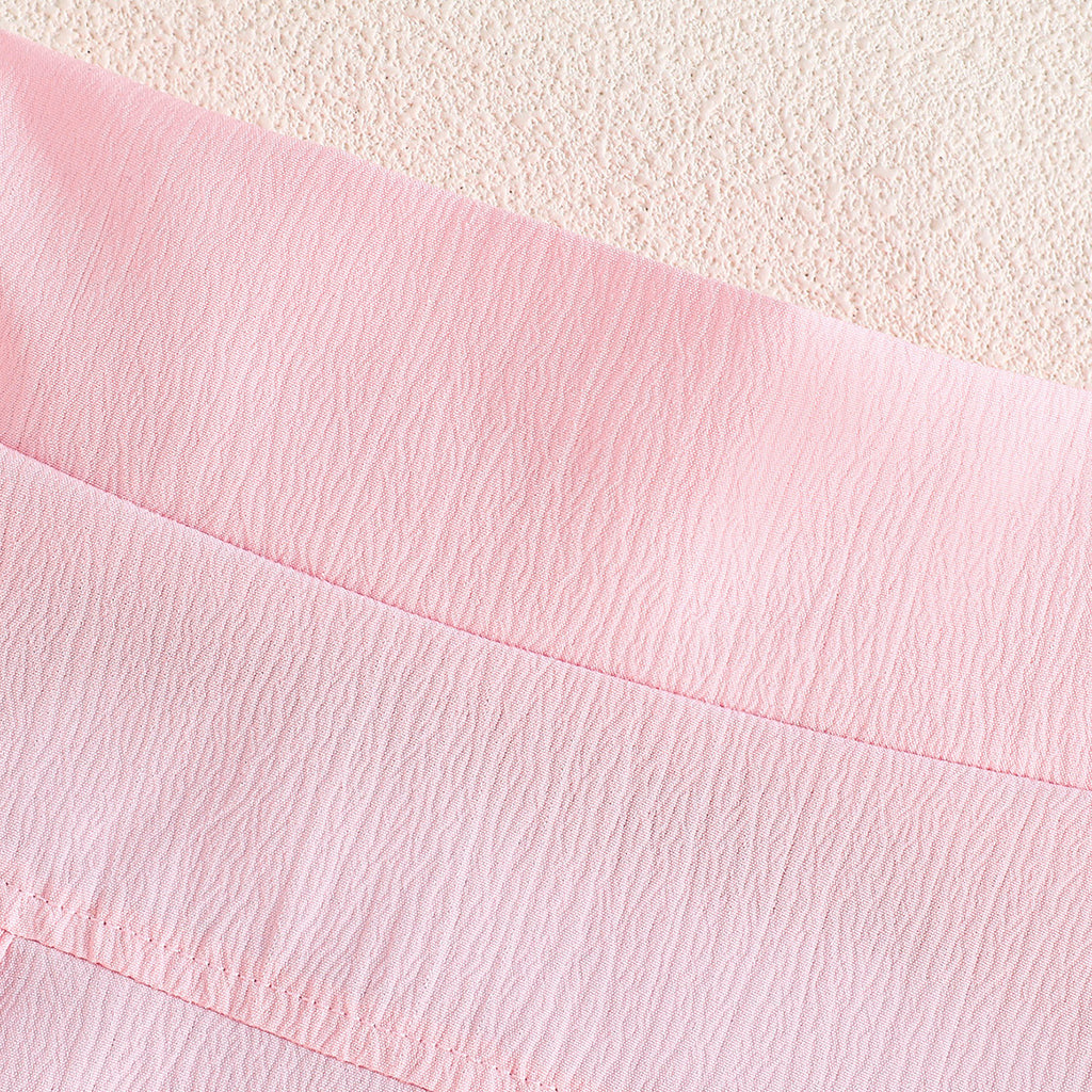 Girls Pink Cross Neck Top With Skirts Set 2 pc. Sets