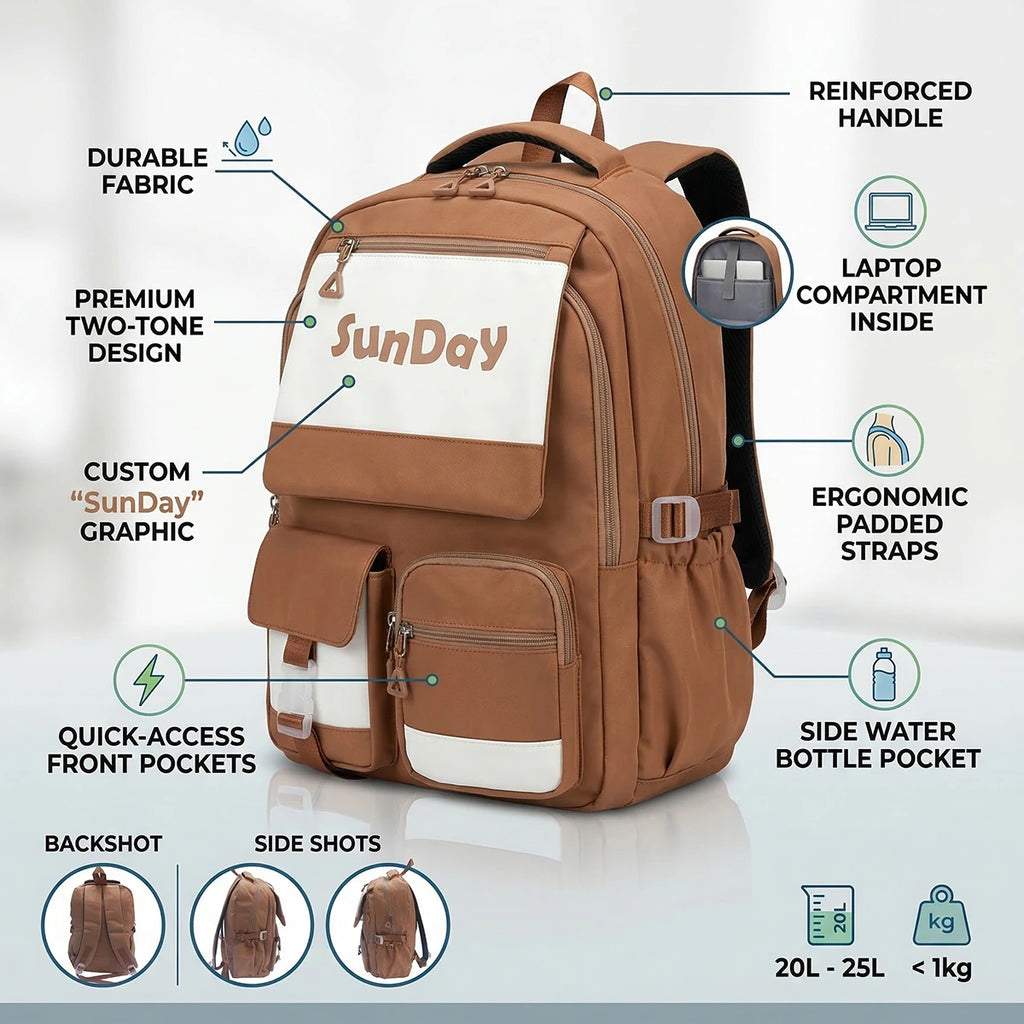 Kids Orange Multi-Pocket School Backpack Trending Accessories
