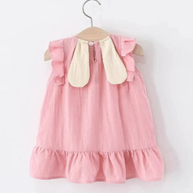 Girls Pink Sleeveless Summer A-line Dress With Sling Bag Casual Dresses