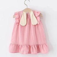 Girls Pink Sleeveless Summer A-line Dress With Sling Bag Casual Dresses