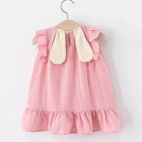 Girls Pink Sleeveless Summer A-line Dress With Sling Bag Casual Dresses
