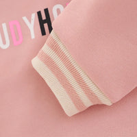 Girls Pink Embroidered Regular Sweatshirt With Sleeveless Jackets, Pants & Bag Sets 4 pc. Sets