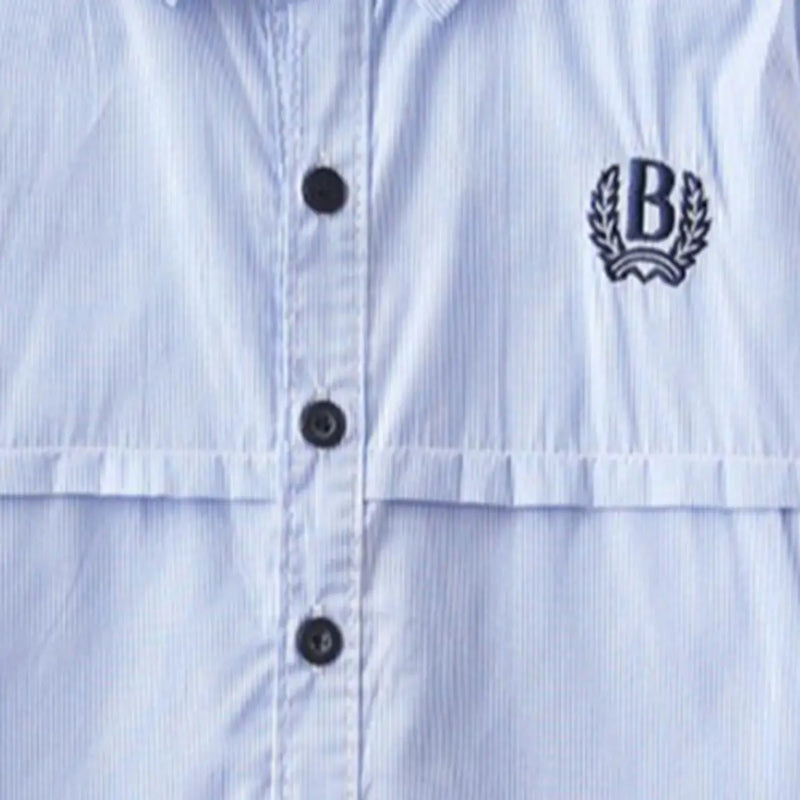 Boys Light Blue Pin Stripes Shirt With long Sleeves Shirts
