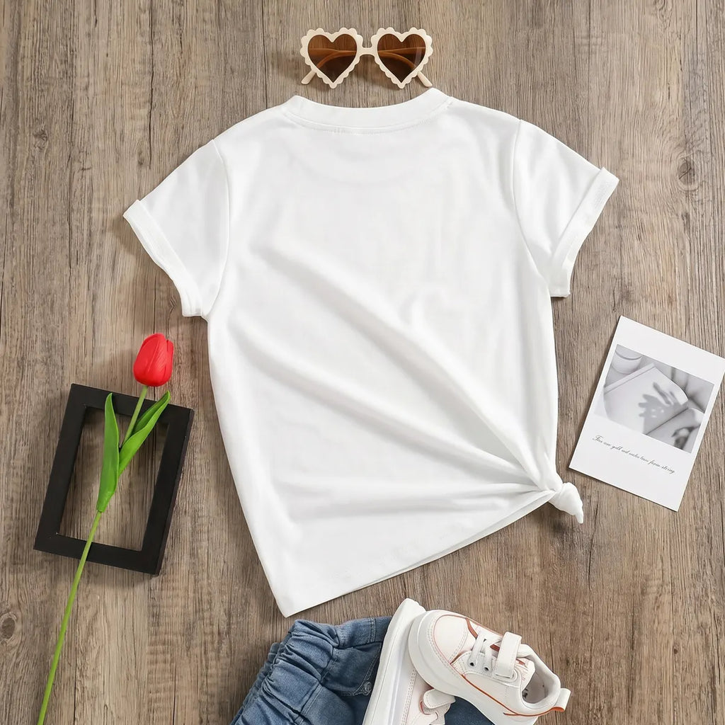 Girls White Cherry Print Short Sleeve T-Shirt Tshirts