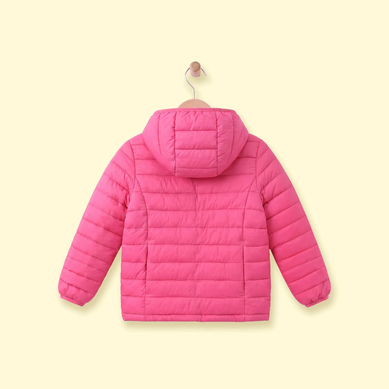 Girls Pink Hooded Quilted Puffer Jacket Coats & Jackets