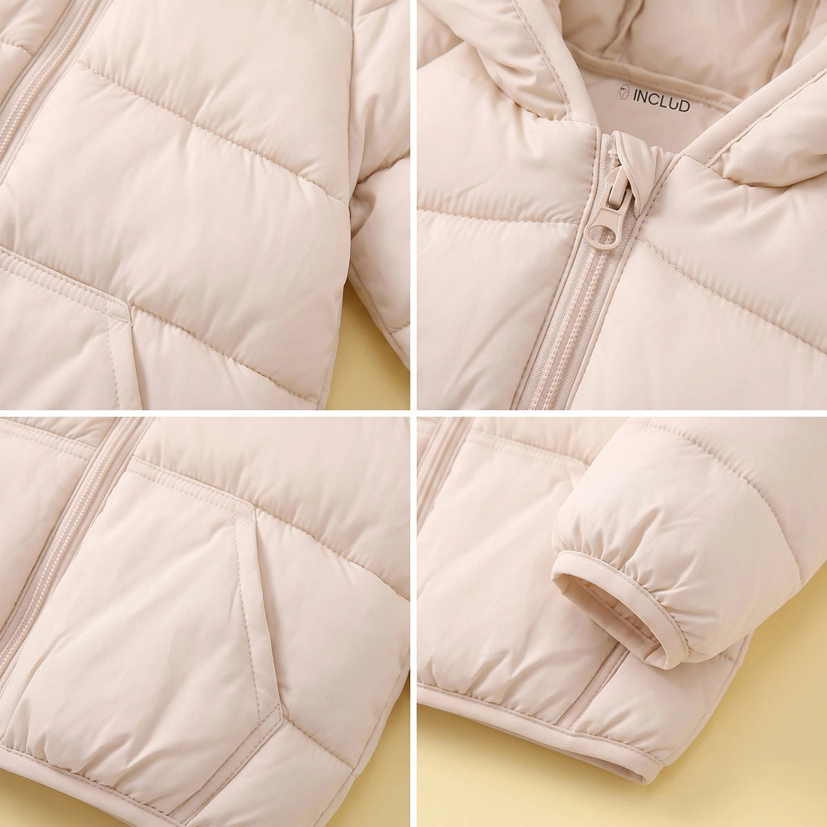 Boys Beige Hooded Quilted Puffer Jacket Coats & Jackets