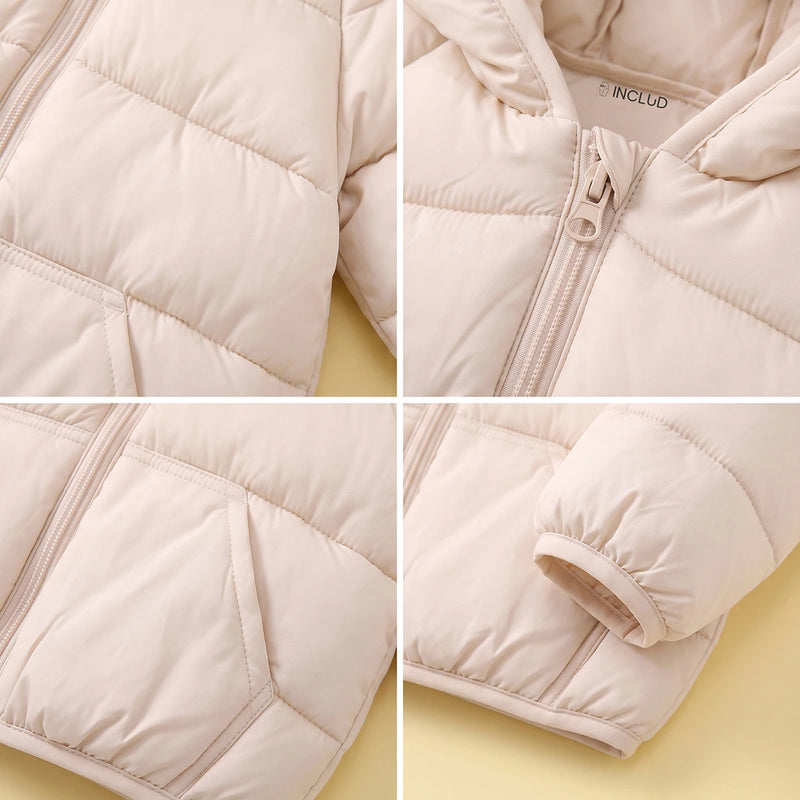 Boys Beige Hooded Quilted Puffer Jacket Coats & Jackets