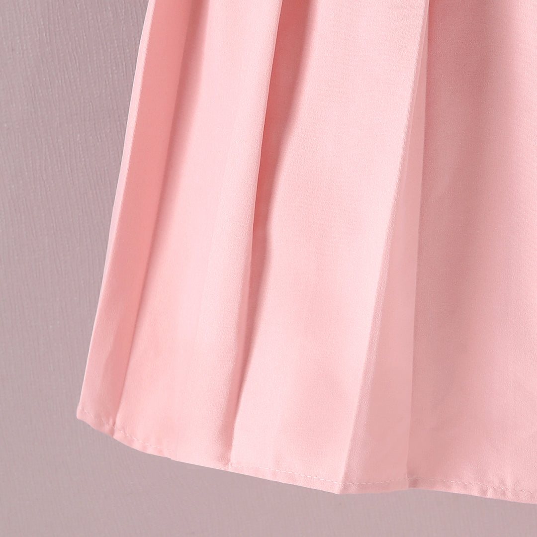 Girls Pink Pleated Flared Skirt Skirts