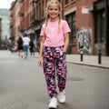Girls Pink Star Printed T-Shirt with Camouflage Cargo Pants Sets Sets Pink 7-8 Y