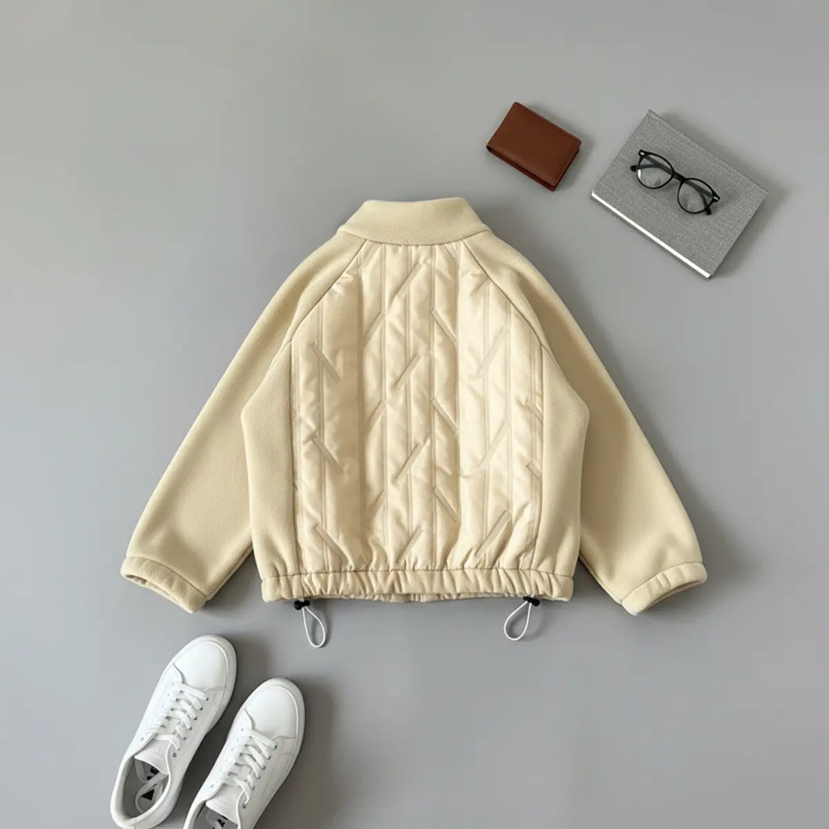 Girls Yellow Raglan Sleeves Zip-up Jacket Coats & Jackets