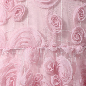 Girls Pink Rose Applique Sleeveless Fit & Flare Dress Casual Dresses