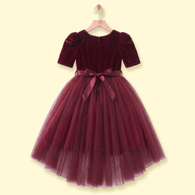 Girls Burgundy High-Low Party Dress Party Dresses