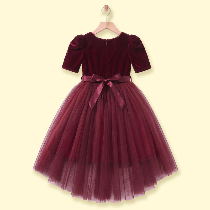 Girls Burgundy High-Low Party Dress Party Dresses