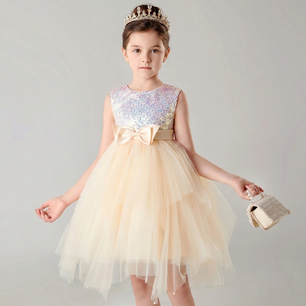 Girls Champagne Sequin Embellished Tutu Party Wear Dress Party Dresses Champagne 2-3 Y