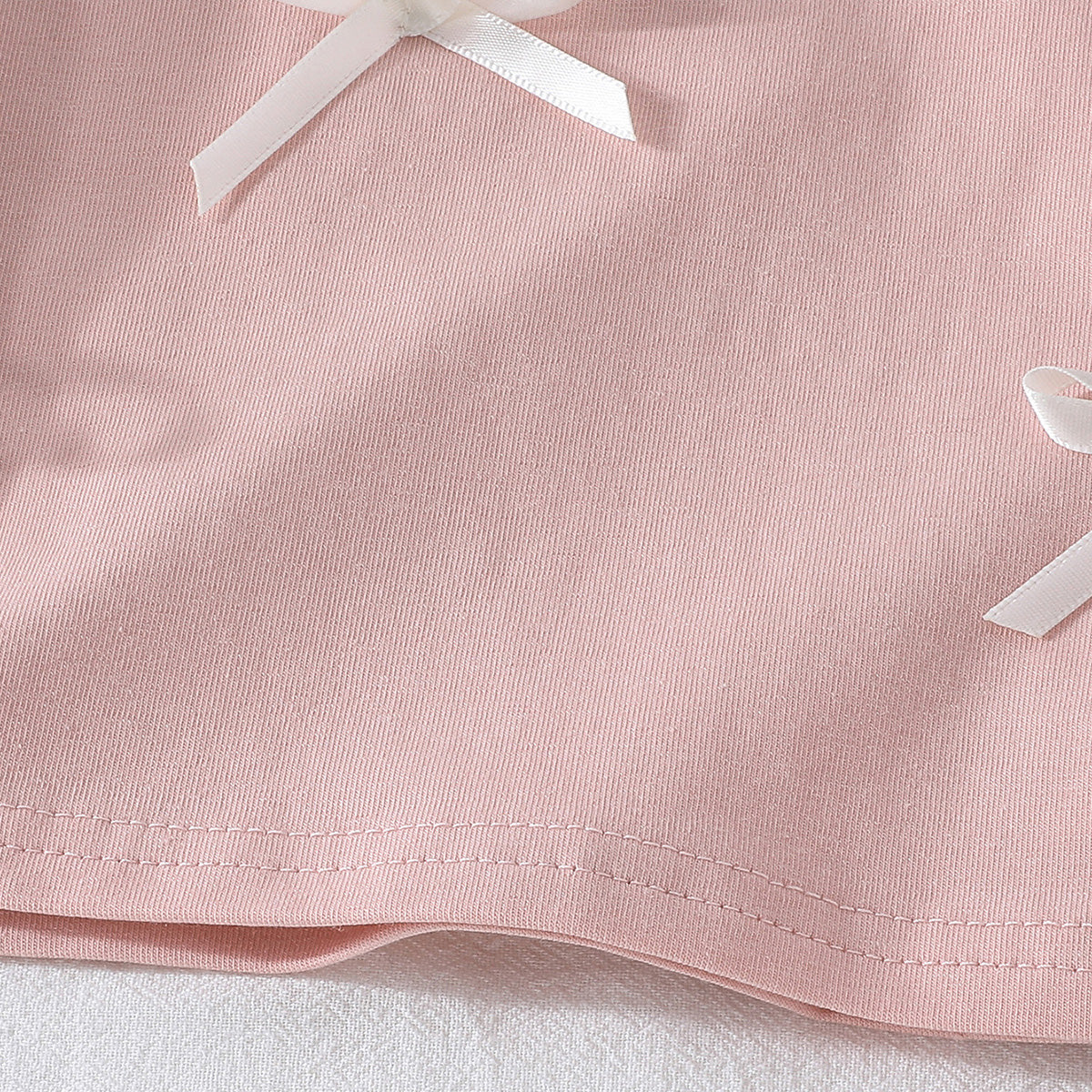 Girls Pink Bow Appliqued Short Sleeves Top With Shorts Set 2 pc. Sets