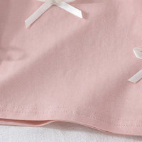 Girls Pink Bow Appliqued Short Sleeves Top With Shorts Set 2 pc. Sets