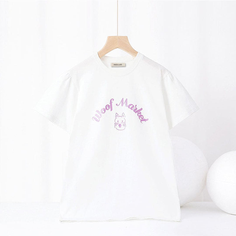 Girls Printed Short Sleeves Casual T-Shirt Tshirts White 6-7 Y 