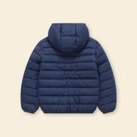 Boys Navy Blue Hooded Puffer Jacket With Long Sleeves Coats & Jackets