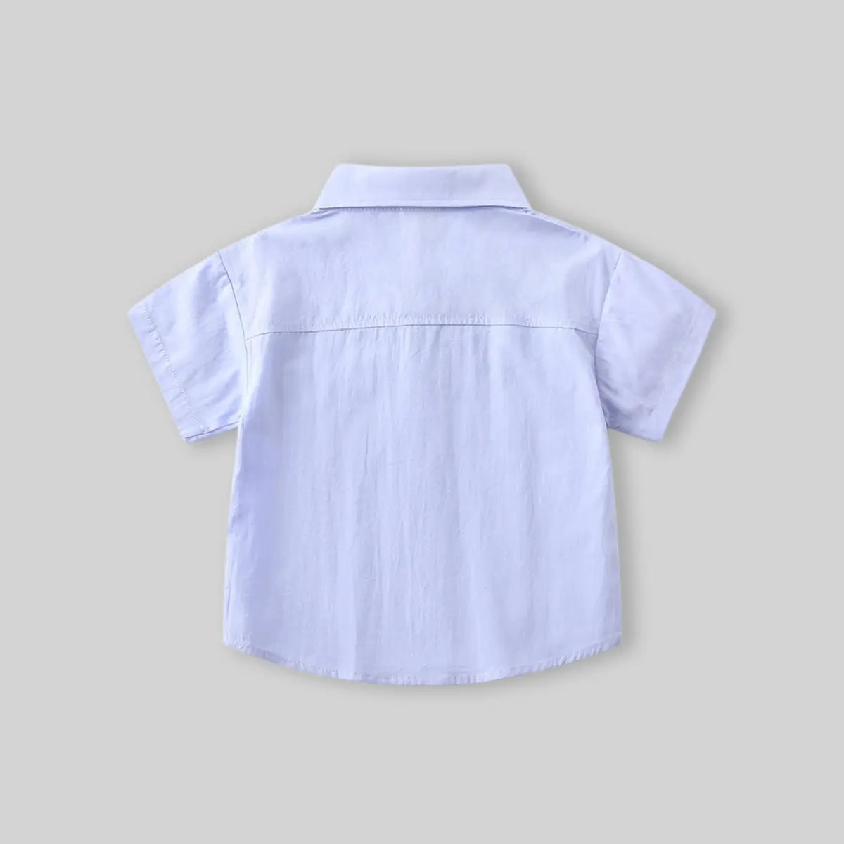 Boys Light Blue Short Sleeves Shirt With Attached Necktie Shirts