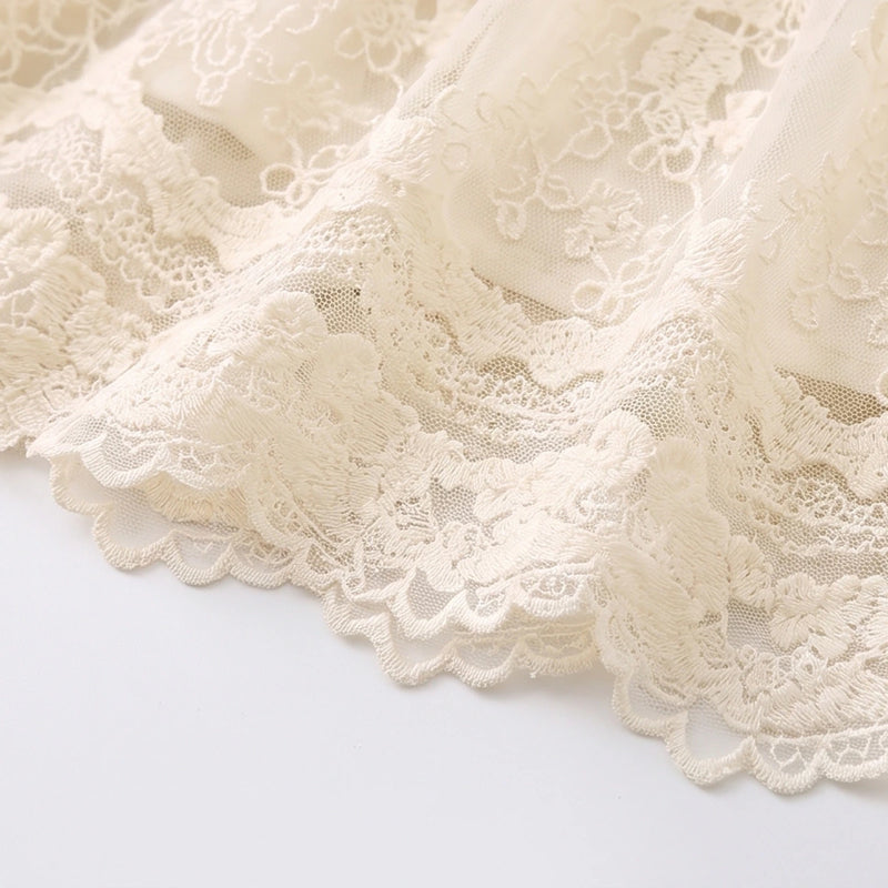 Girls Cream Floral Lace Long Sleeve A-Line Dress Casual Dresses