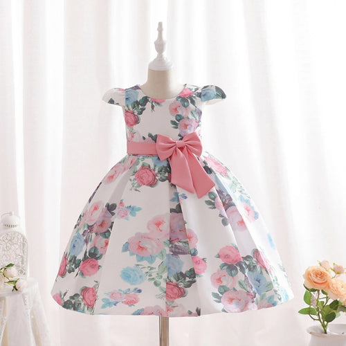 Girls Pink Floral Printed Cap Sleeve Fit & Flare Party Wear Dress Party Dresses Pink 2-3 Y